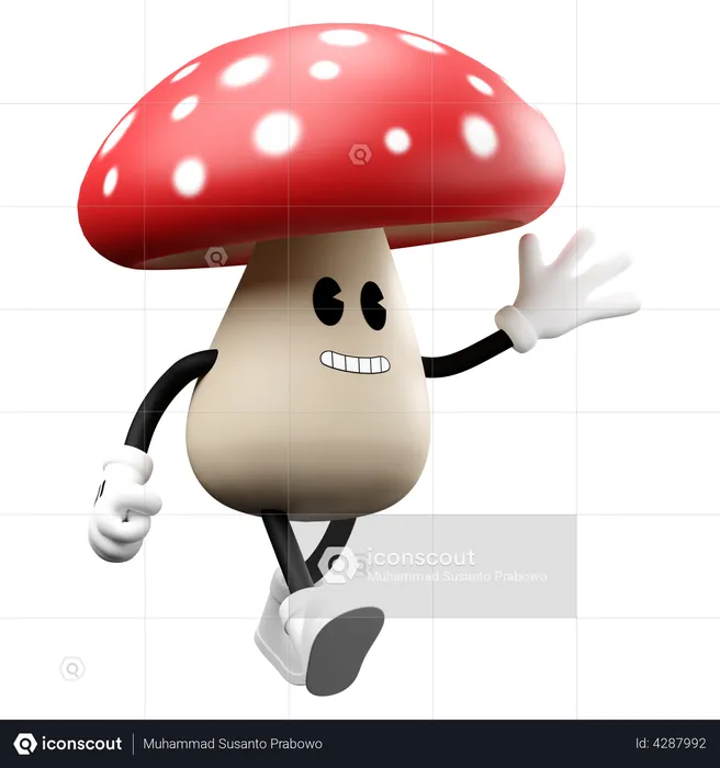 Mushroom walking Emoji 3D Emoji