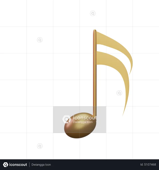 Music Note Gold  3D Icon