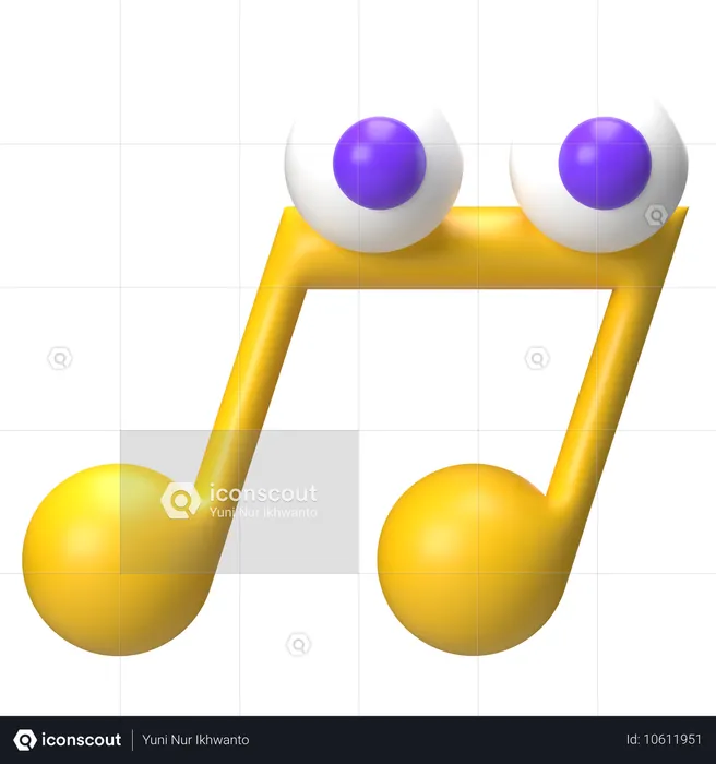 Music Note With Eye  3D Icon