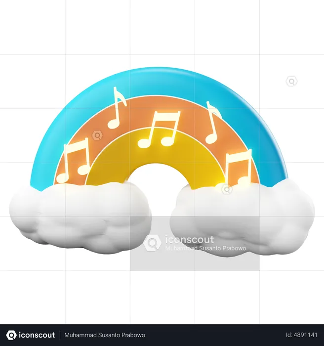 Music notes rainbow  3D Icon