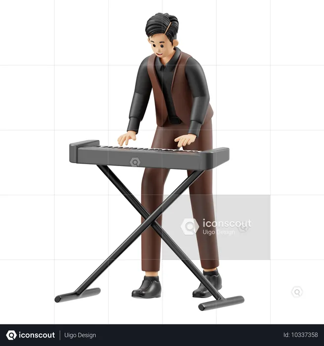 Musician Playing Keyboard  3D Illustration