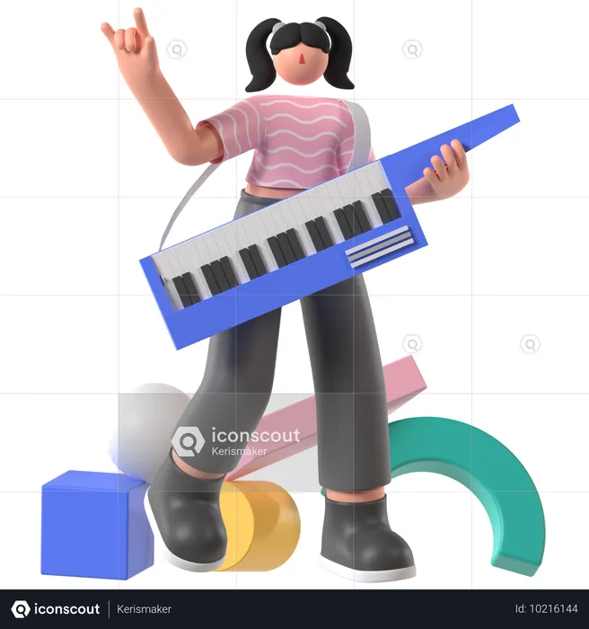 Musician playing Piano  3D Illustration