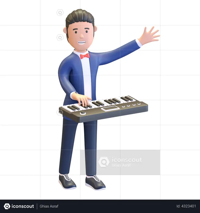 Musician playing piano  3D Illustration
