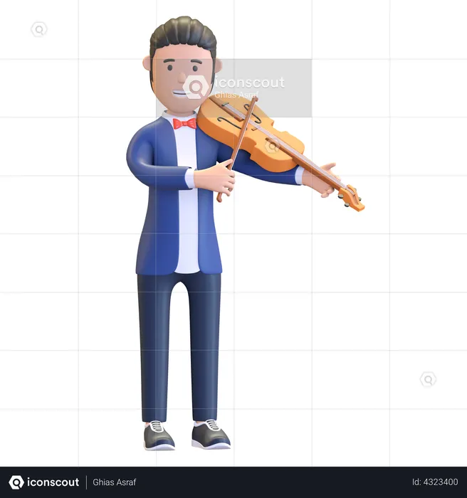 Musician playing violin  3D Illustration