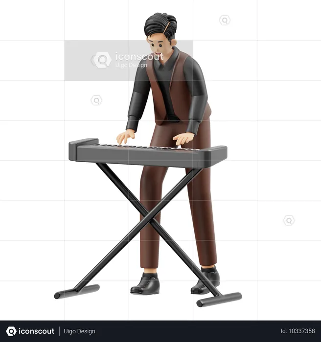 Musicien jouant du clavier  3D Illustration