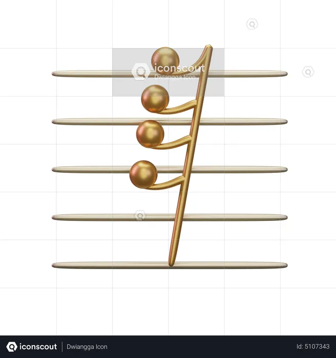 Musik Achtelnote Halbsechstelnote  3D Icon