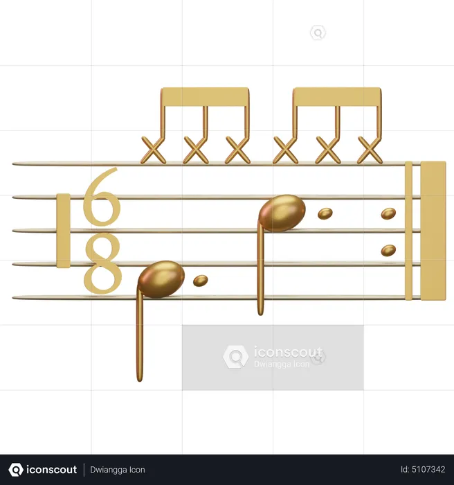 Signatures rythmiques composées musicales  3D Icon