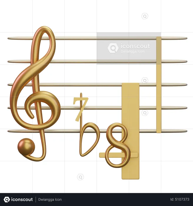 Musique harmonique plate  3D Icon