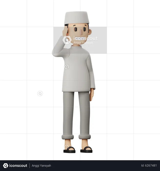 Muslim adzan pose  3D Illustration
