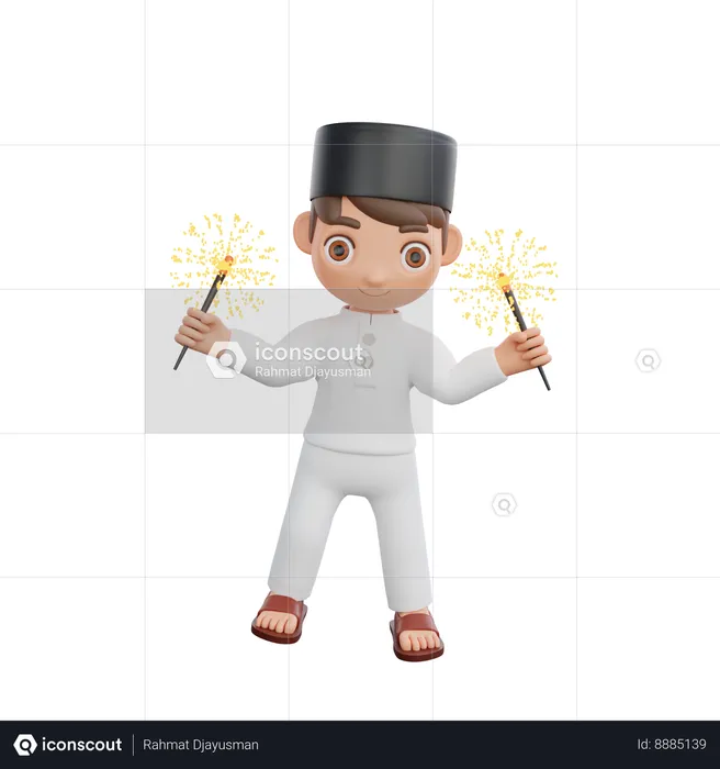 Muslim Boy Doing Ramadan Celebration  3D Illustration