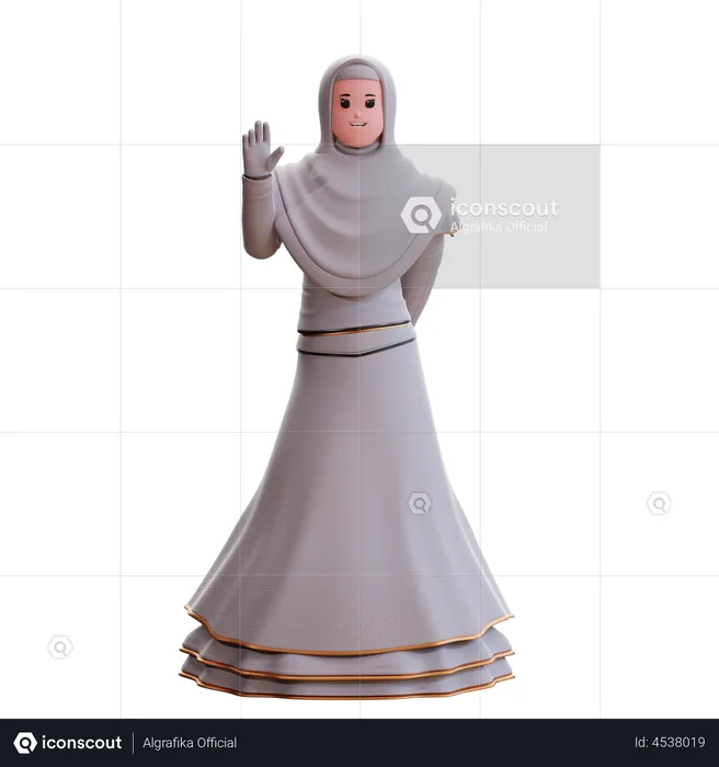 Muslim Bride raising hand  3D Illustration