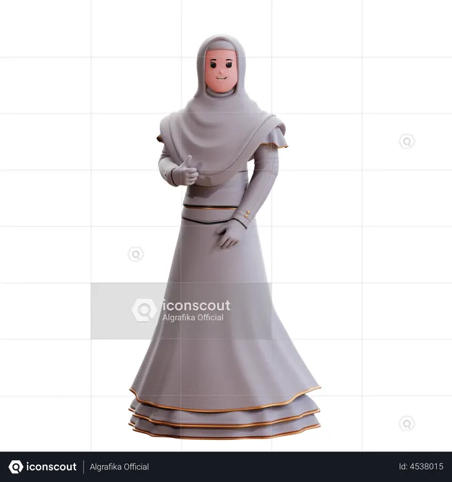 Muslim Bride showing thumbs up  3D Illustration