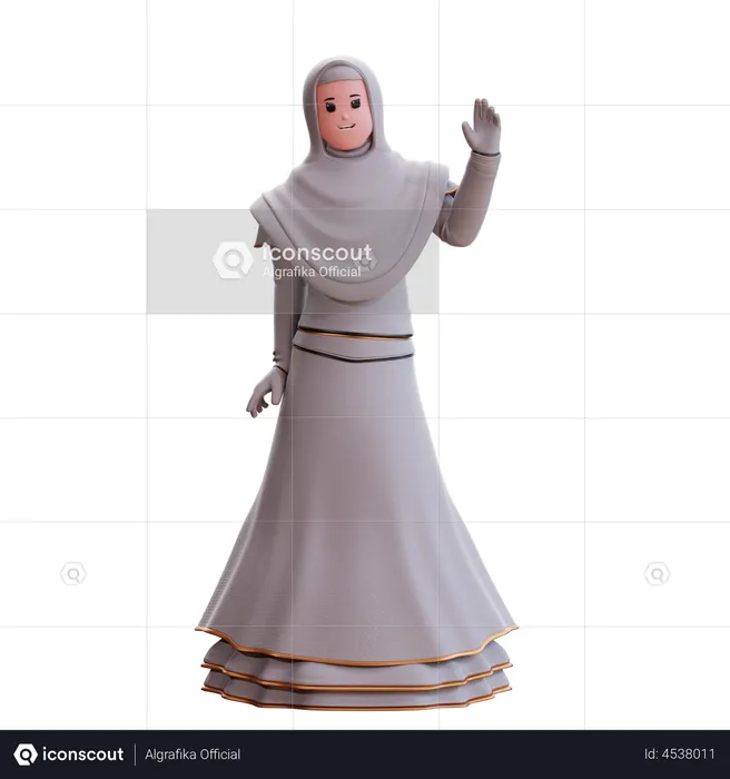Muslim Bride waiving hand  3D Illustration