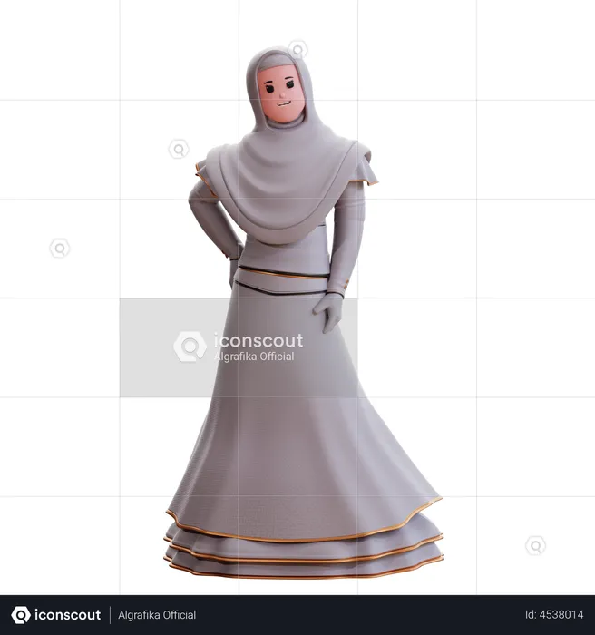 Muslim Bride with hand on waist  3D Illustration