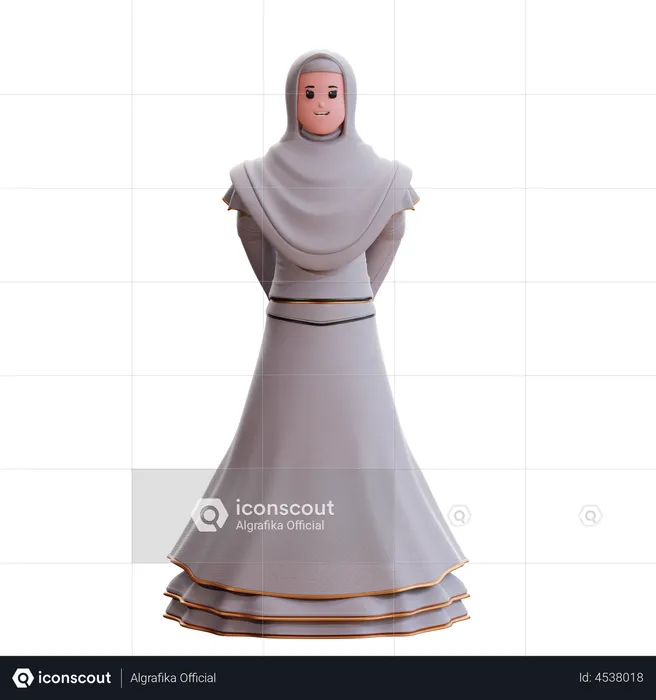 Muslim Bride with hands behind  3D Illustration