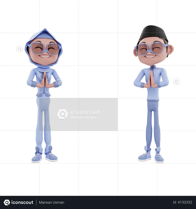 Muslim couple  3D Illustration