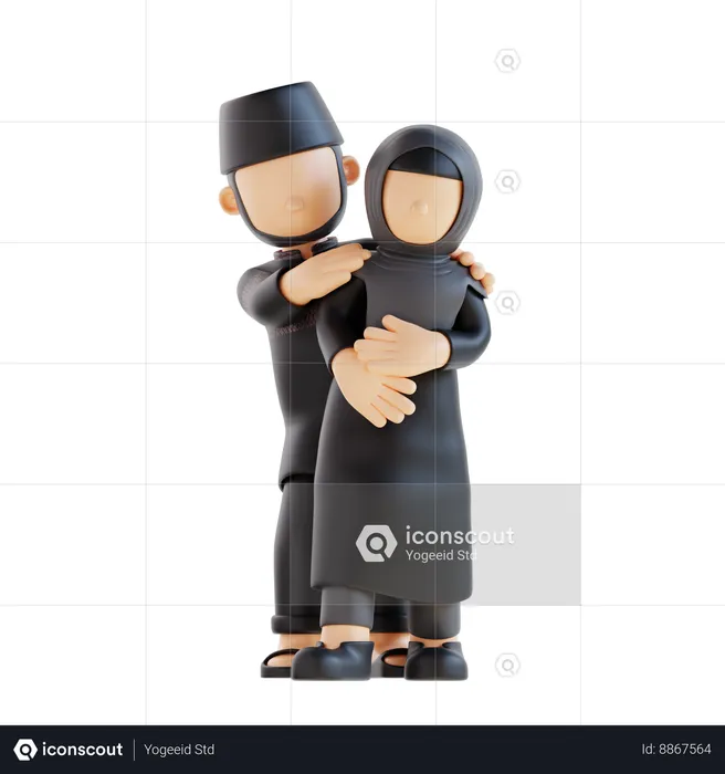 Muslim Couple Giving Standing Pose  3D Illustration