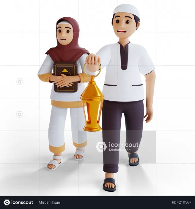 Muslim couple in Ramadan  3D Illustration