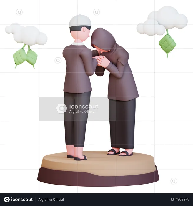 Muslim couple in Ramadan  3D Illustration