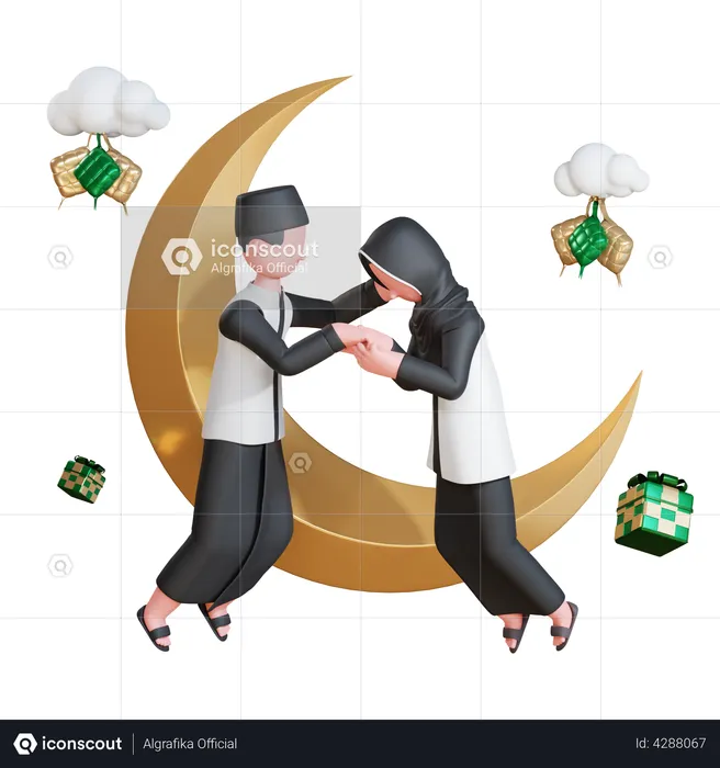 Muslim couple on Ramadan  3D Illustration