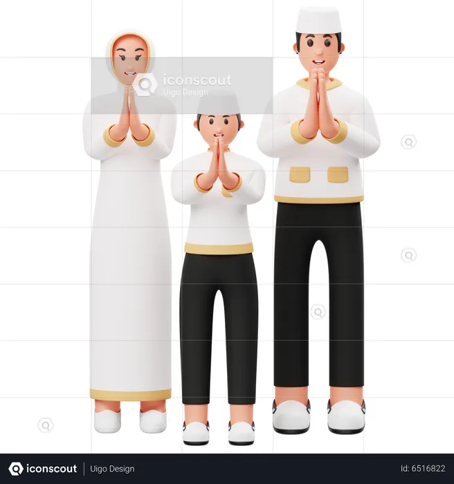 Muslim family  3D Illustration
