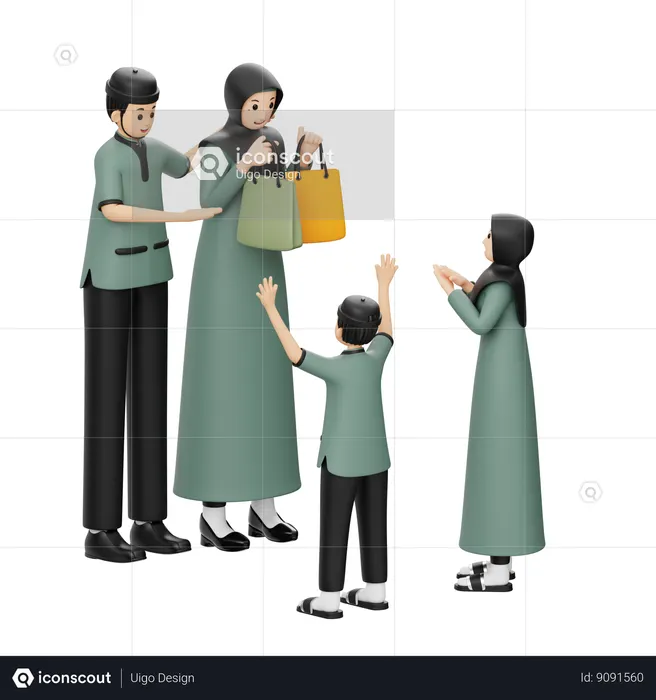 Muslim Family Gave Ramadan Surprise  3D Illustration