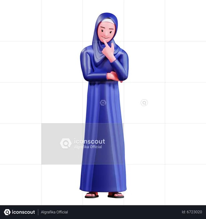 Muslim Female confuse  3D Illustration
