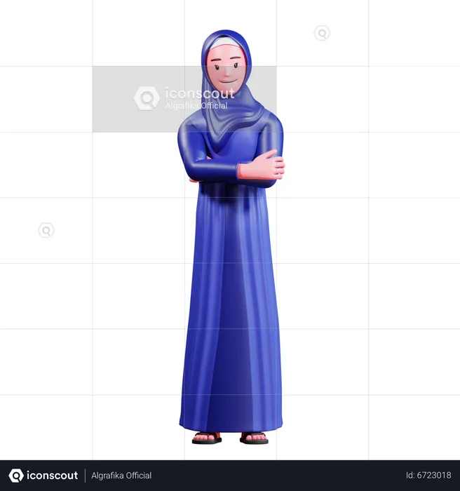 Muslim Female crossing arms  3D Illustration