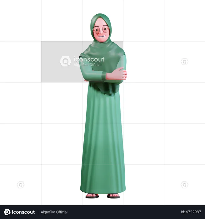 Muslim Female crossing arms  3D Illustration