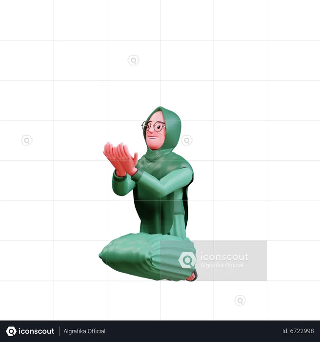 Muslim Female praying  3D Illustration