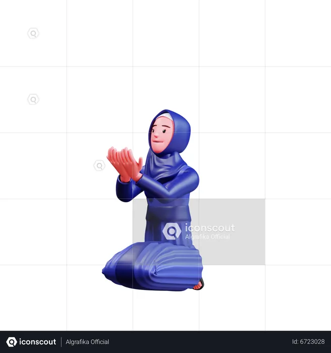 Muslim Female praying  3D Illustration