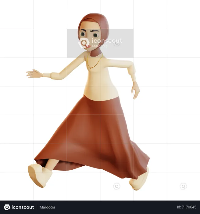 Muslim female running  3D Illustration