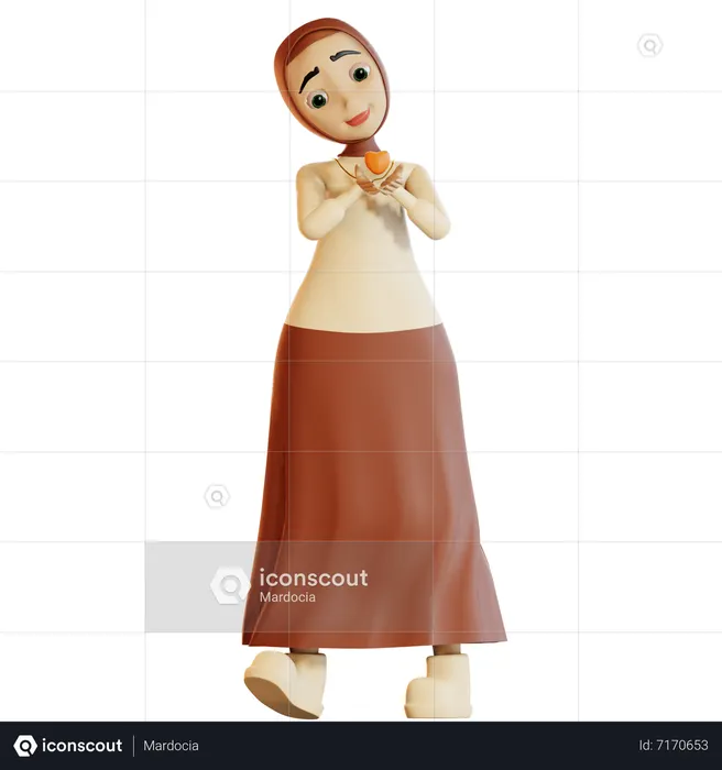 Muslim female showing love sign  3D Icon