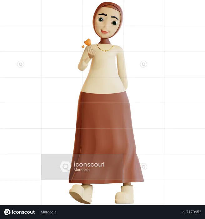 Muslim female showing love sign  3D Illustration