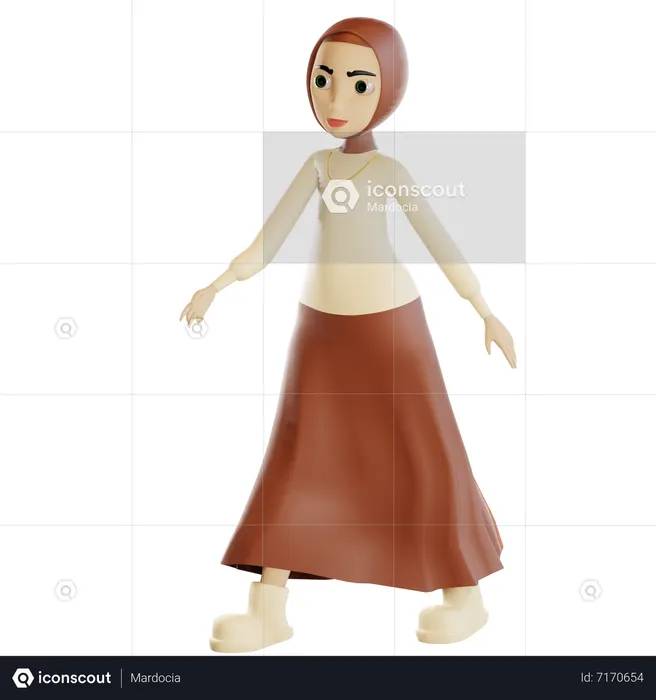 Muslim female walking  3D Icon