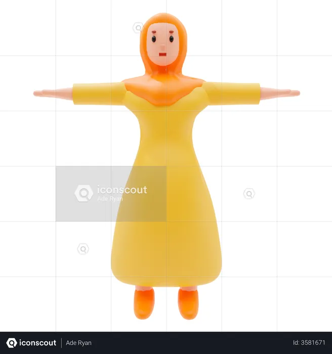 Muslim Girl  3D Illustration