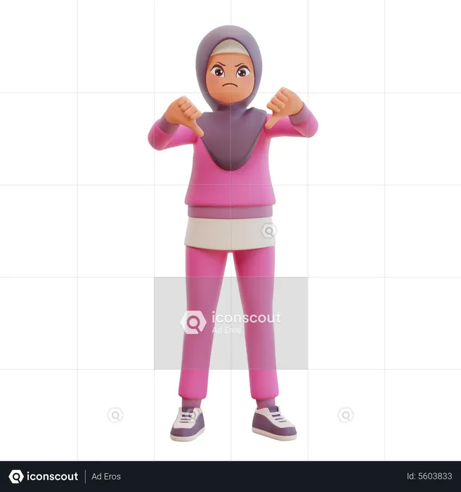 Muslim Girl Disagree  3D Illustration