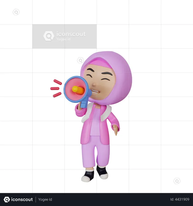 Muslim girl doing marketing  3D Illustration