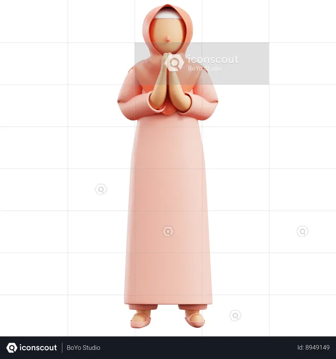 Muslim Girl Greeting  3D Illustration