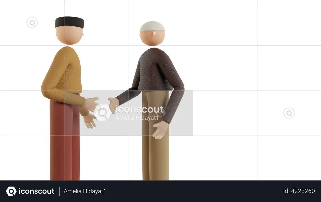 Muslim Male Attempting Handshake  3D Illustration
