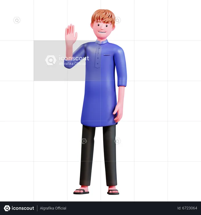 Muslim Male raising hand  3D Illustration