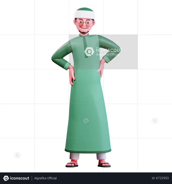 Muslim Male standing  3D Illustration