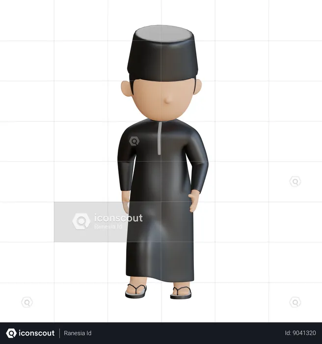 Muslim Male Walking  3D Illustration