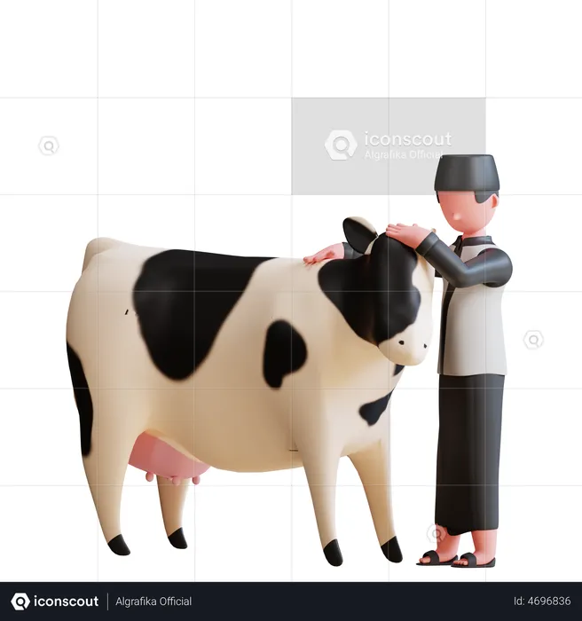 Muslim man doing Cow care  3D Illustration