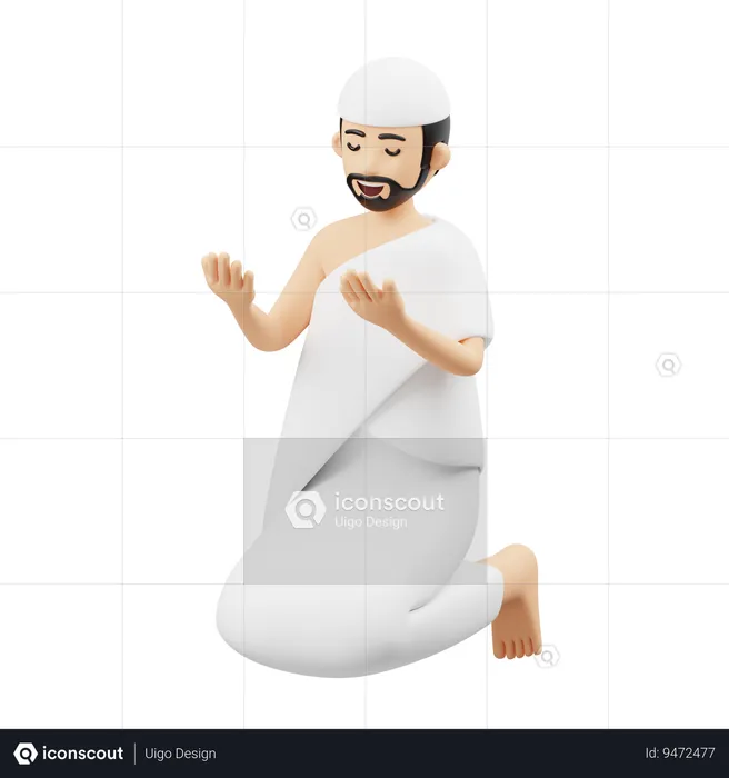 Muslim Man Doing Islamic Prayer  3D Illustration