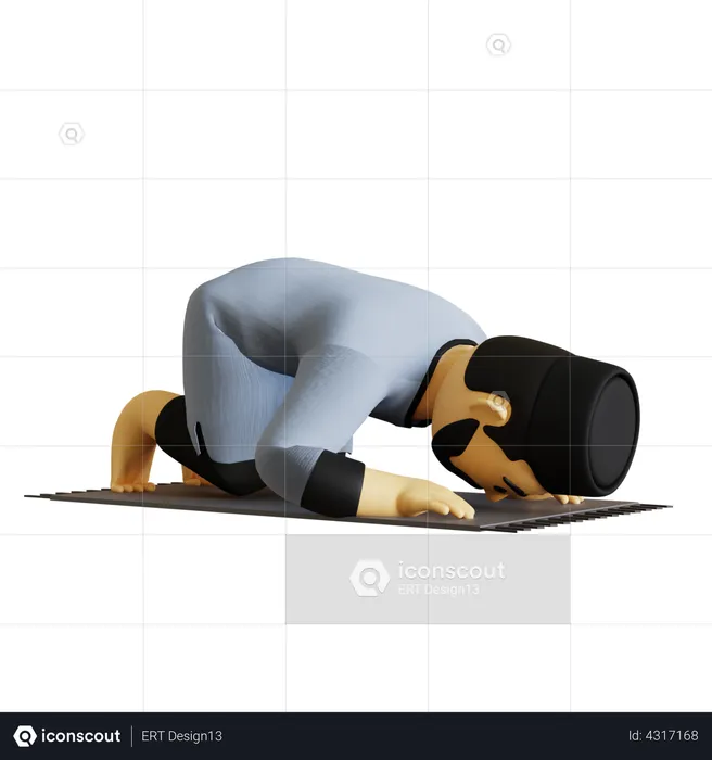 Muslim Man doing Islamic prayer  3D Illustration