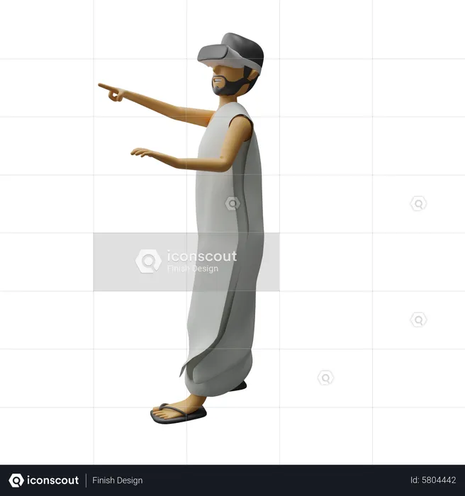 Muslim man enjoy meta world  3D Illustration