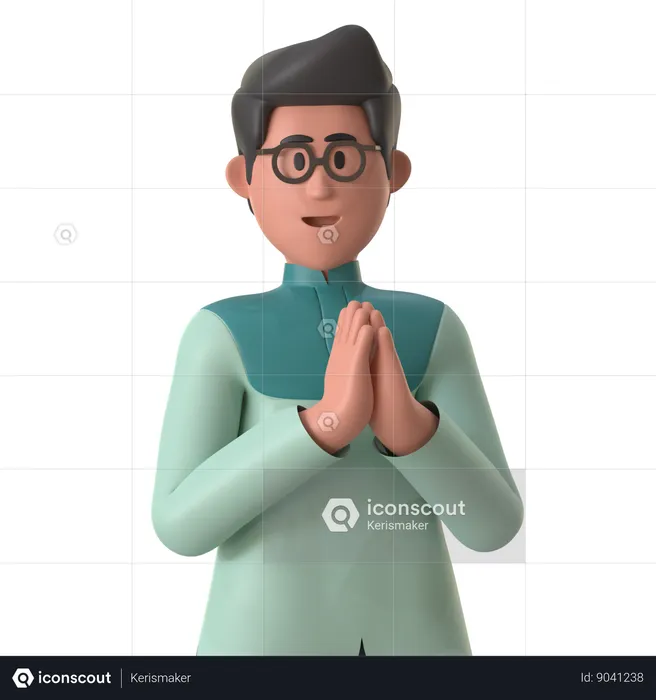 Muslim Man Giving Greeting  3D Illustration