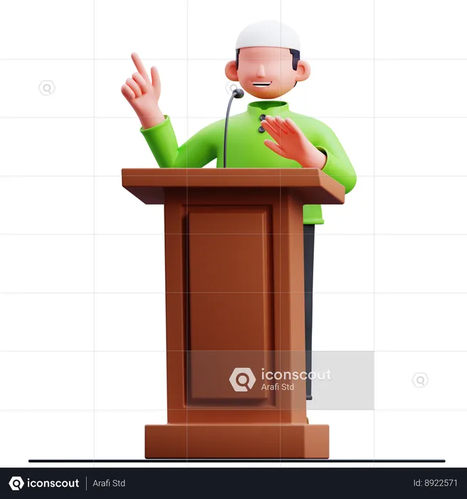 Muslim Man Giving Lecture Pose  3D Illustration