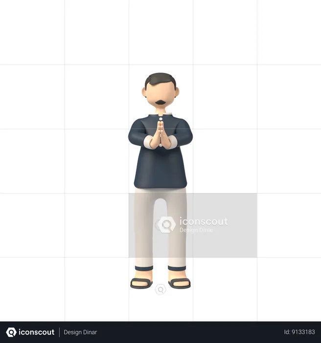 Muslim Man Giving Ramadan Greeting  3D Illustration